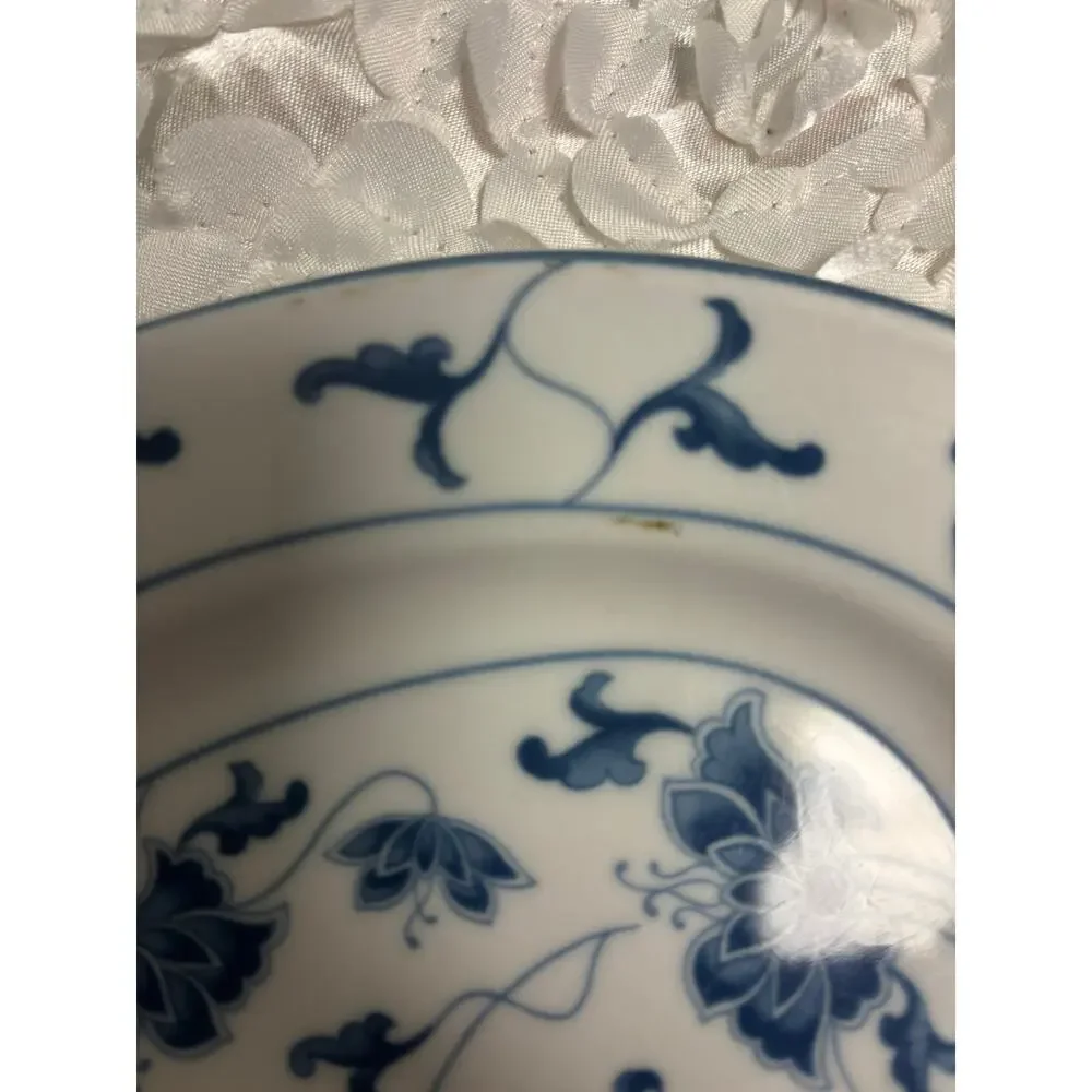 Vintage Tatung Durable China Blue Water Lily Oval Serving Platter #0517 Taiwan